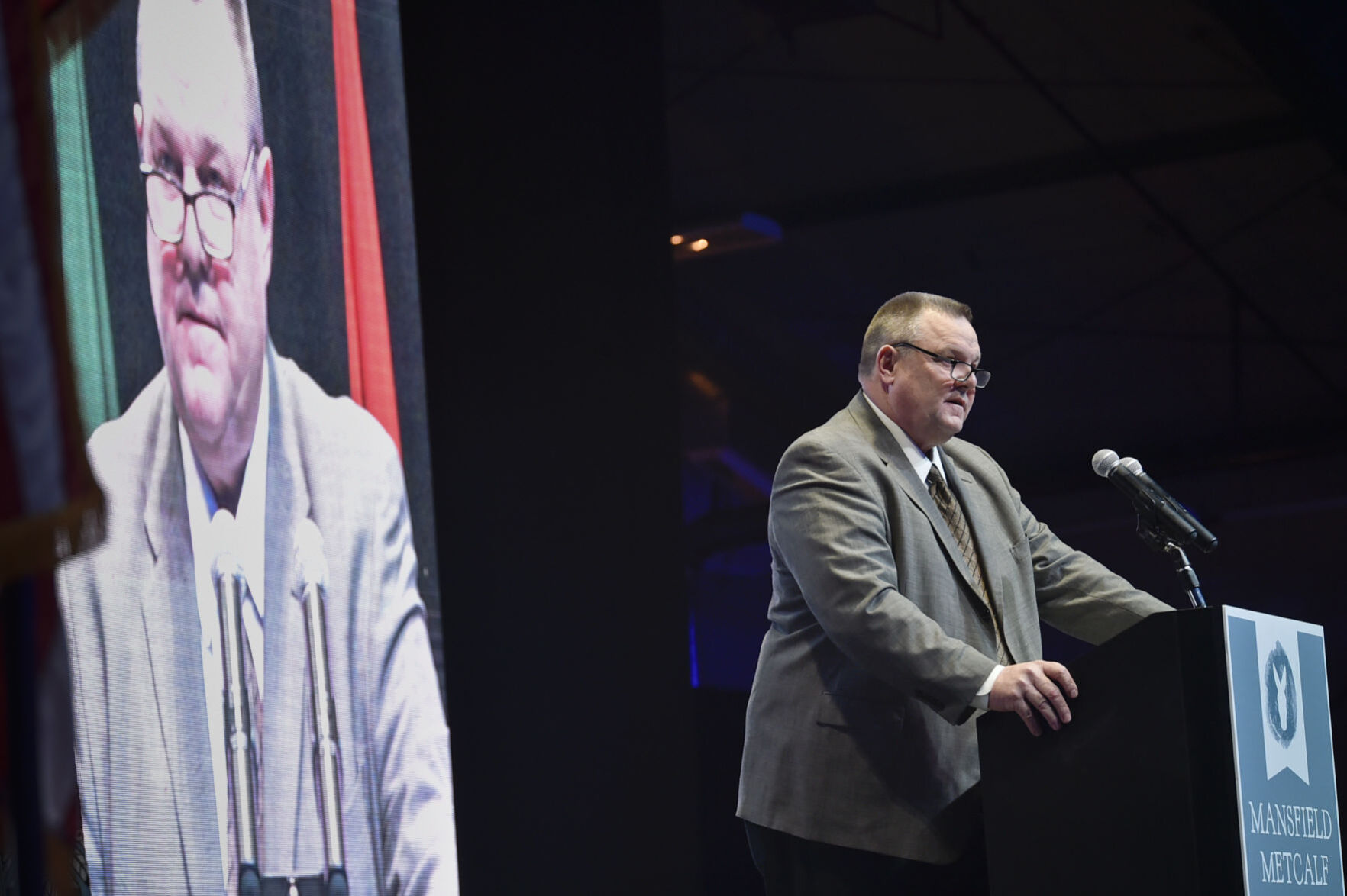 U.S. Sen. Jon Tester speaks at the annual Mansfield-Metcalf
